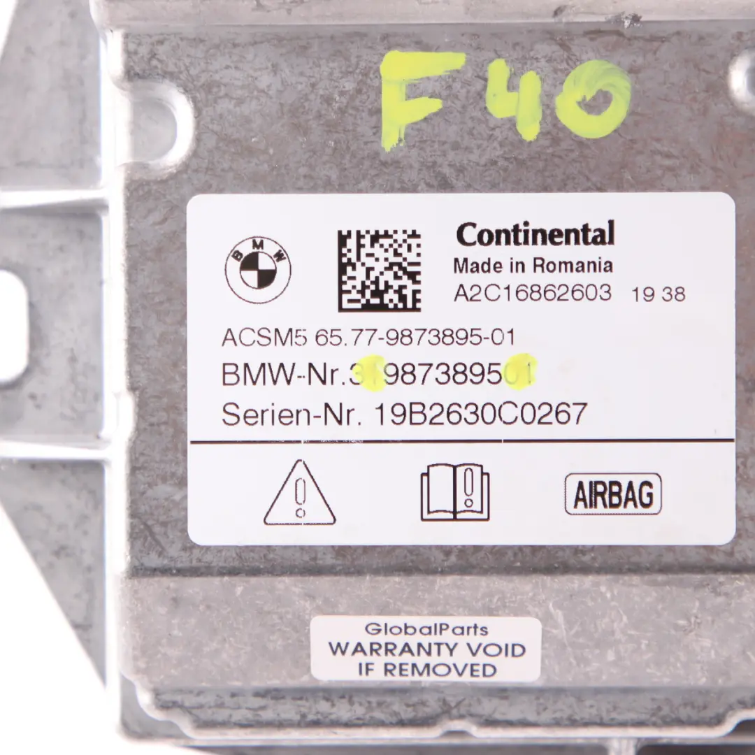 BMW F40 Moduł Sterownik Poduszek Powietrznych Airbag - SKU 9873895 - Numer Części 9873895