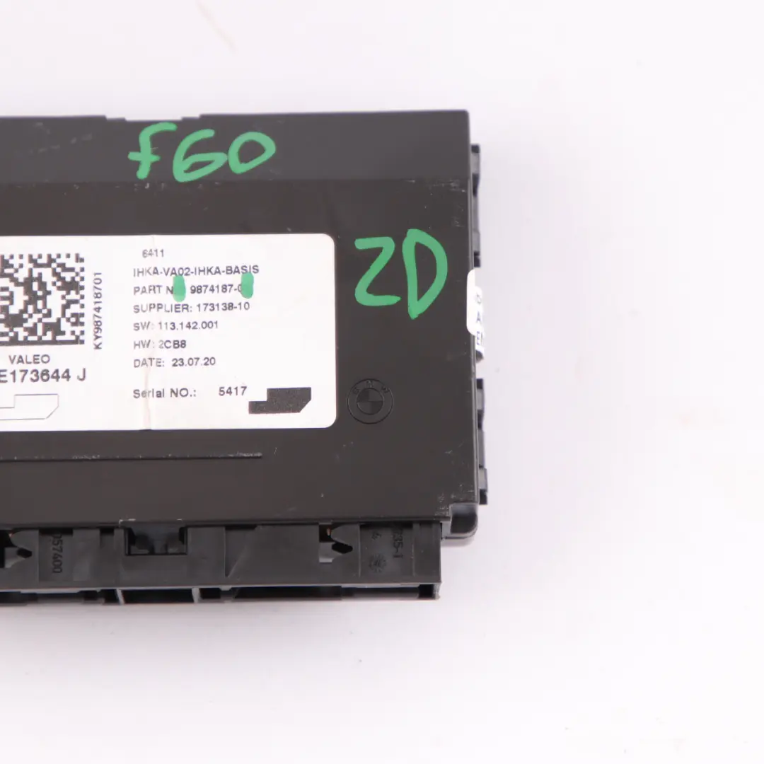 Conditioning Unit BMW F20 F30 F31 Mini F56 F60 Control Unit Module to Air with Part number 9311850 Air Conditioning Unit BMW F20 F30 F31 Mini F56 F60 Control Unit Module - SKU 9874187 - Part number 9311850