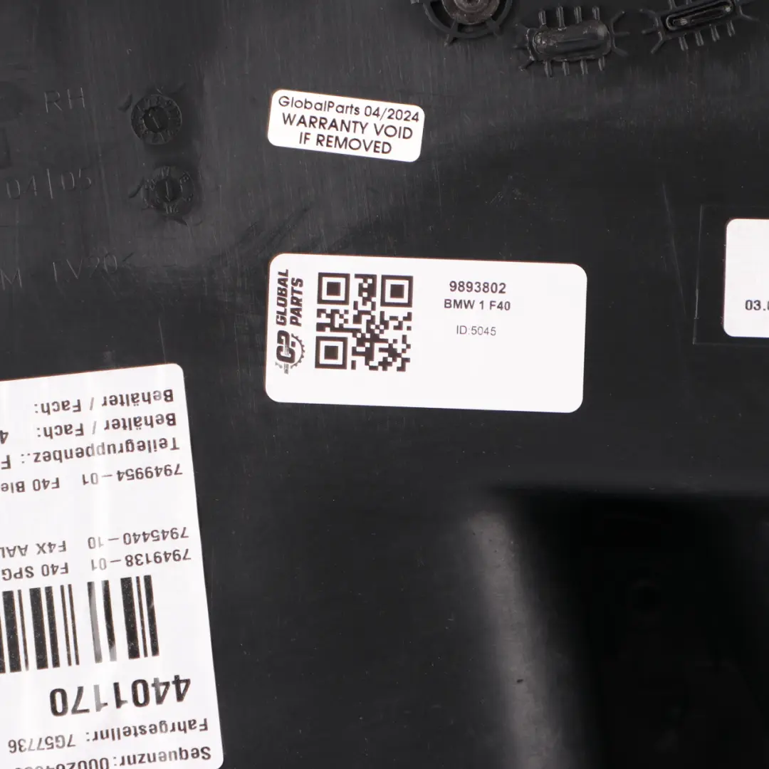 Door Card Front Right O/S Lining Trim Cloth Fabric Grid Anthracite to BMW F40 with Part number 9893802 BMW F40 Door Card Front Right O/S Lining Trim Cloth Fabric Grid Anthracite - SKU 9893802 - Part number 9893802