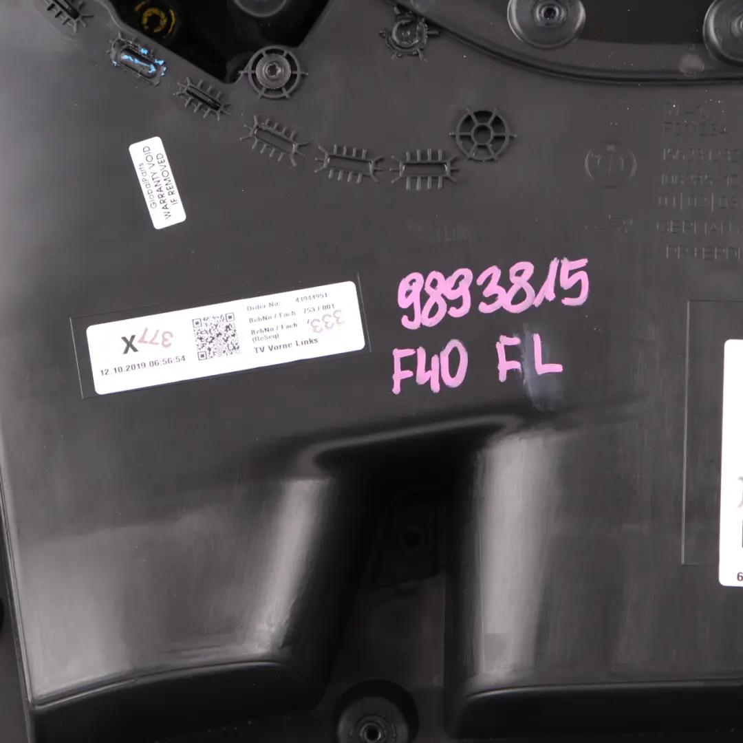 BMW F40 Tarjeta Puerta Delantera Izquierda Forro Guarnición Cuero Negro Dakota - SKU 9893815 - Número de pieza 9893815