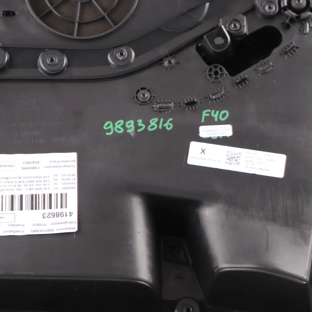 BMW F40 Door Card Front Right O/S Lining Trim Black Perforated Leather Dakota - SKU 9893816 - Part number 9893816