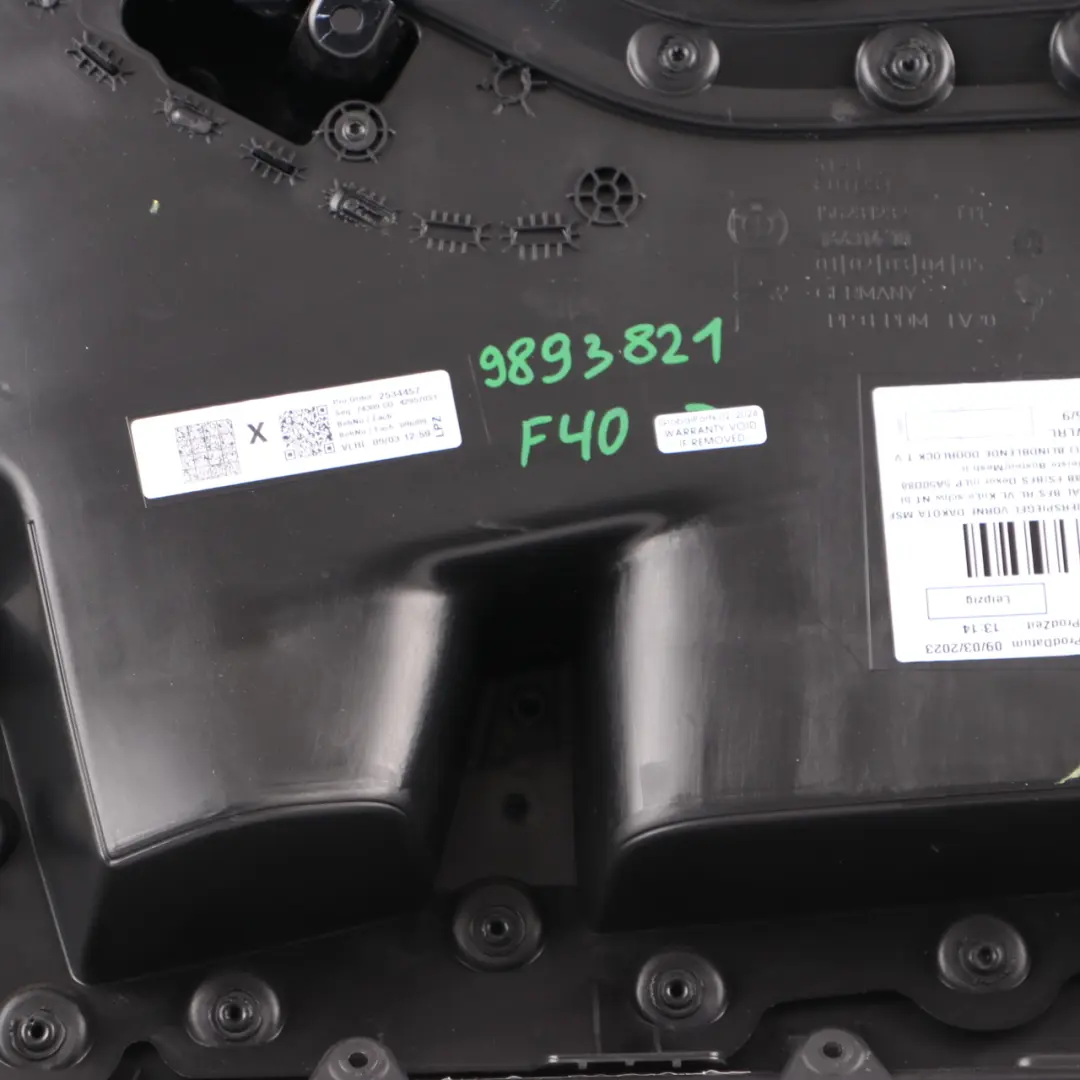 Door Card Front Left N/S Lining Trim Perforated Leather Dakota Black to BMW F40 with Part number 9893821 BMW F40 Door Card Front Left N/S Lining Trim Perforated Leather Dakota Black - SKU 9893821 - Part number 9893821
