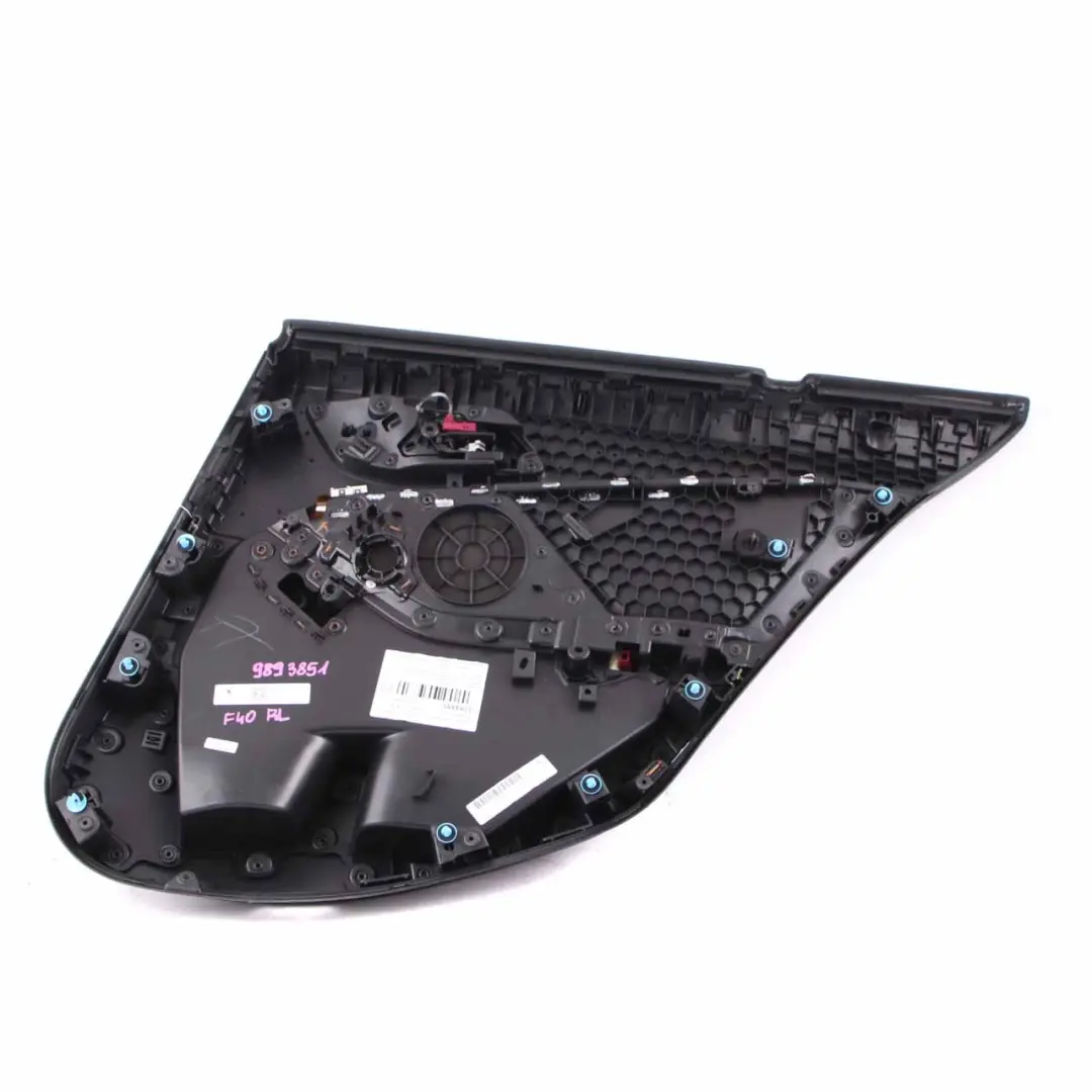 Door Card Rear Left N/S Lining Trim Black Perforated Leather Dakota to BMW F40 with Part number 9893851 BMW F40 Door Card Rear Left N/S Lining Trim Black Perforated Leather Dakota - SKU 9893851 - Part number 9893851