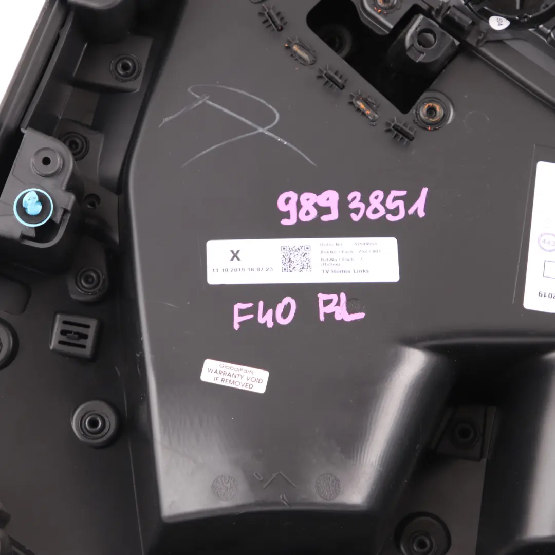 Door Card Rear Left N/S Lining Trim Black Perforated Leather Dakota to BMW F40 with Part number 9893851 BMW F40 Door Card Rear Left N/S Lining Trim Black Perforated Leather Dakota - SKU 9893851 - Part number 9893851