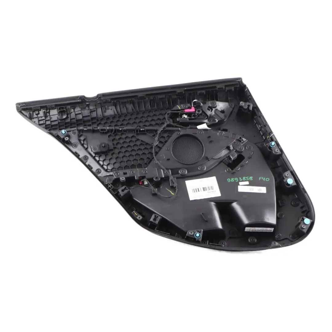Door Card Rear Right O/S Lining Trim Perforated Leather Dakota Black to BMW F40 with Part number 9893858 BMW F40 Door Card Rear Right O/S Lining Trim Perforated Leather Dakota Black - SKU 9893858 - Part number 9893858
