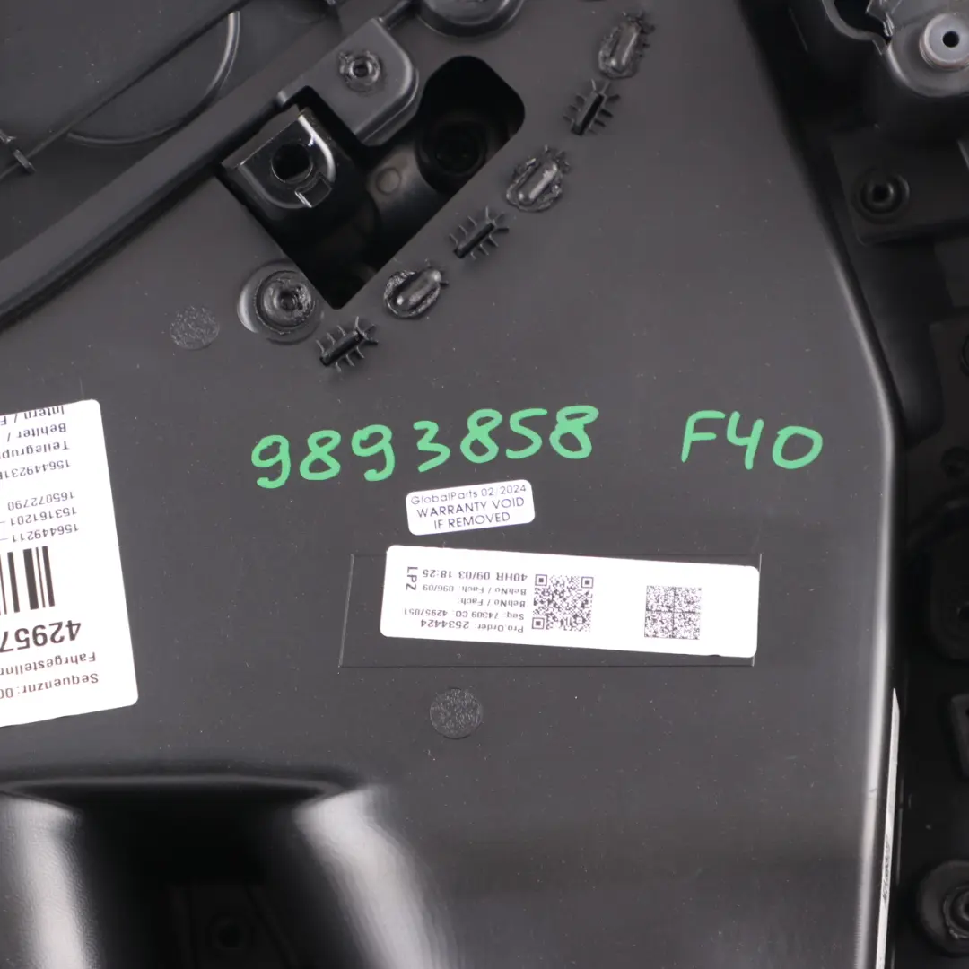 Door Card Rear Right O/S Lining Trim Perforated Leather Dakota Black to BMW F40 with Part number 9893858 BMW F40 Door Card Rear Right O/S Lining Trim Perforated Leather Dakota Black - SKU 9893858 - Part number 9893858