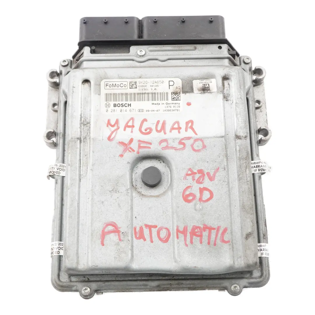  Jaguar XF X250 3.0 D AJV6D Engine Control Unit ECU Automatic - SKU 9X2Q12A650PAD - Part number 9X2Q12A650PAD