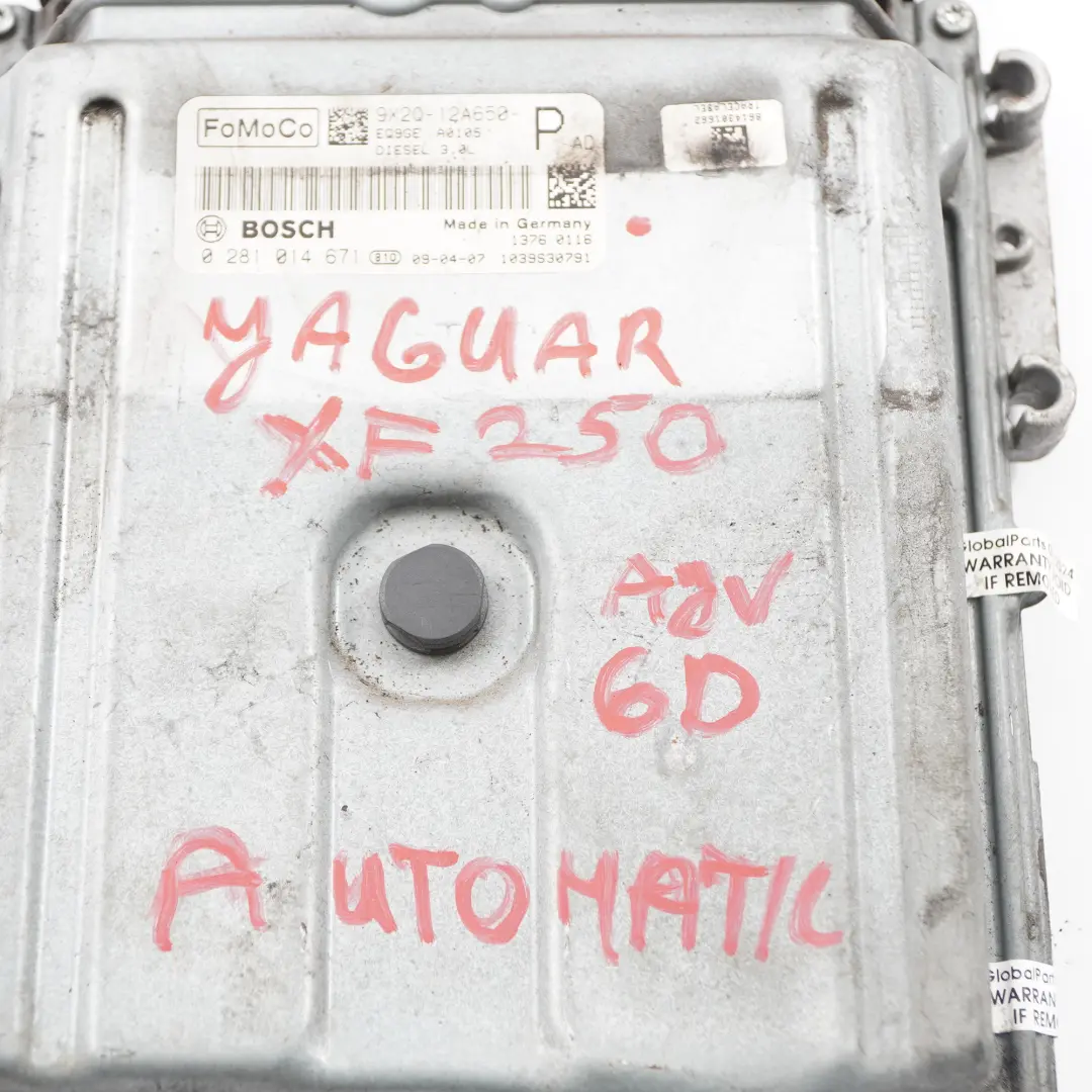  Jaguar XF X250 3.0 D AJV6D Unité contrôle moteur ECU Automatique - SKU 9X2Q12A650PAD - Numéro de pièce 9X2Q12A650PAD