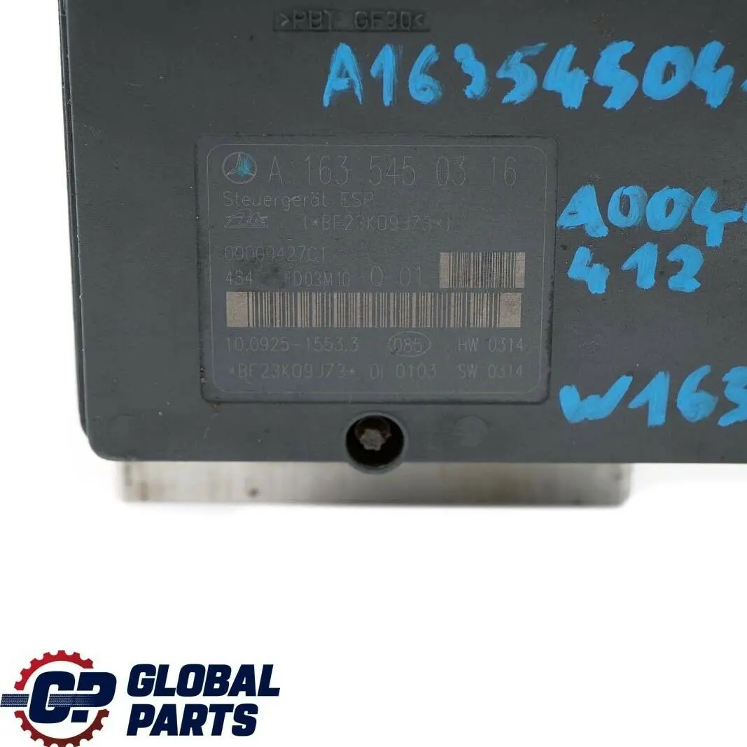 Hydraulikblock Hydraulik Aggregat ABS Pumpe für Mercedes ML W163 mit Teilenummer A1635450416 Mercedes ML W163 Hydraulikblock Hydraulik Aggregat ABS Pumpe - SKU A1635450416 - Teilenummer A1635450416