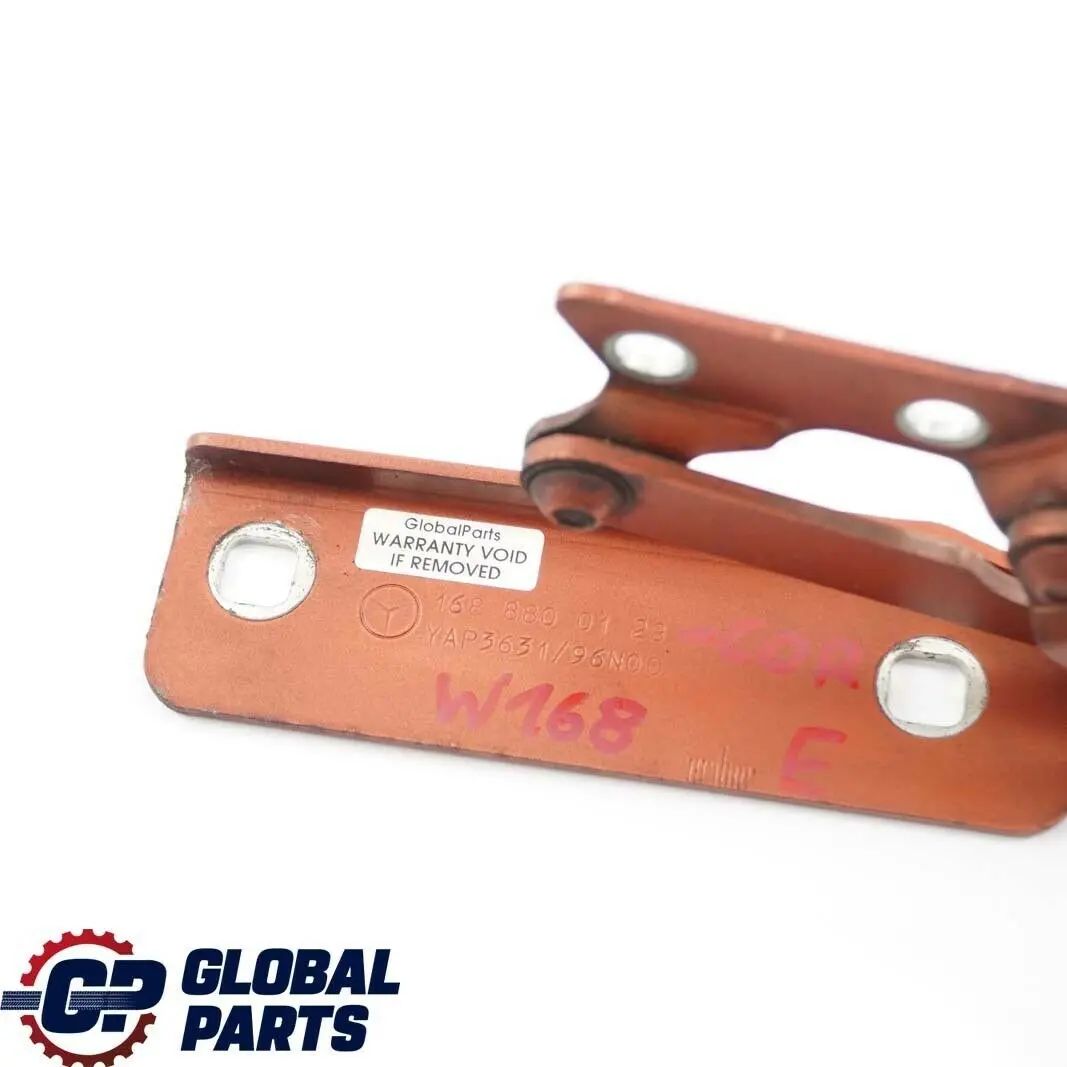 Mercedes-Benz W168 Charniere de Capot A Gauche Mica Corail Orange 490 pour à propos du numéro de pièce A1688800228 Mercedes-Benz W168 Charniere de Capot A Gauche Mica Corail Orange 490 - SKU A1688800128-COR - Numéro de pièce A1688800228