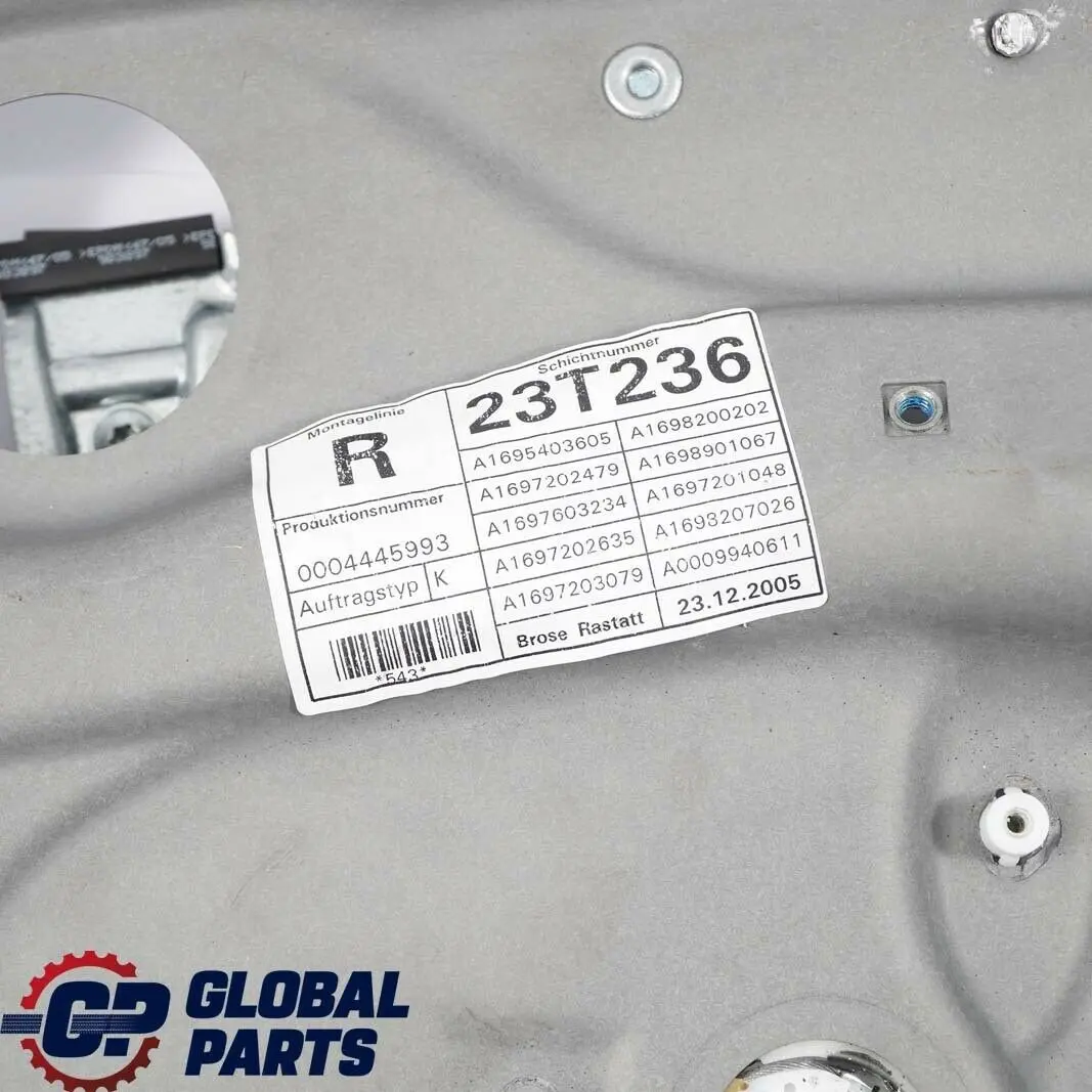 Mercedes-Benz A B Class W169 W245 Front Right Door O/S Window Lifter Mechanism to with Part number A1697203279 Mercedes-Benz A B Class W169 W245 Front Right Door O/S Window Lifter Mechanism - SKU A1697203279 - Part number A1697203279