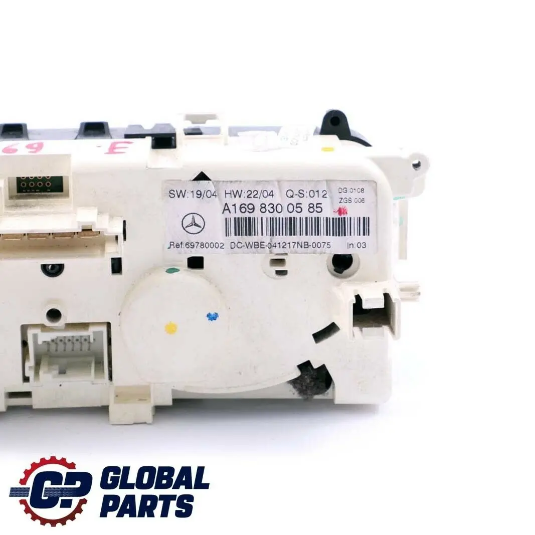 Unidad Control Calentador Panel Interruptores para Mercedes W169 W245 con número de pieza A1698300585 Mercedes W169 W245 Unidad Control Calentador Panel Interruptores - SKU A1698300585 - Número de pieza A1698300585