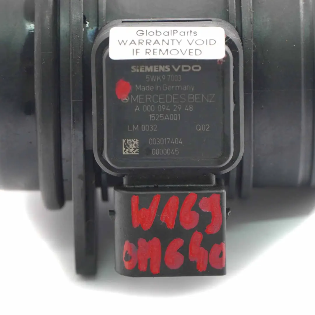 OM640 CDI Medidor de Masa de Flujo de Aire para Mercedes W169 W245 con número de pieza A0000942948 Mercedes W169 W245 OM640 CDI Medidor de Masa de Flujo de Aire - SKU A0000942948 - Número de pieza A0000942948