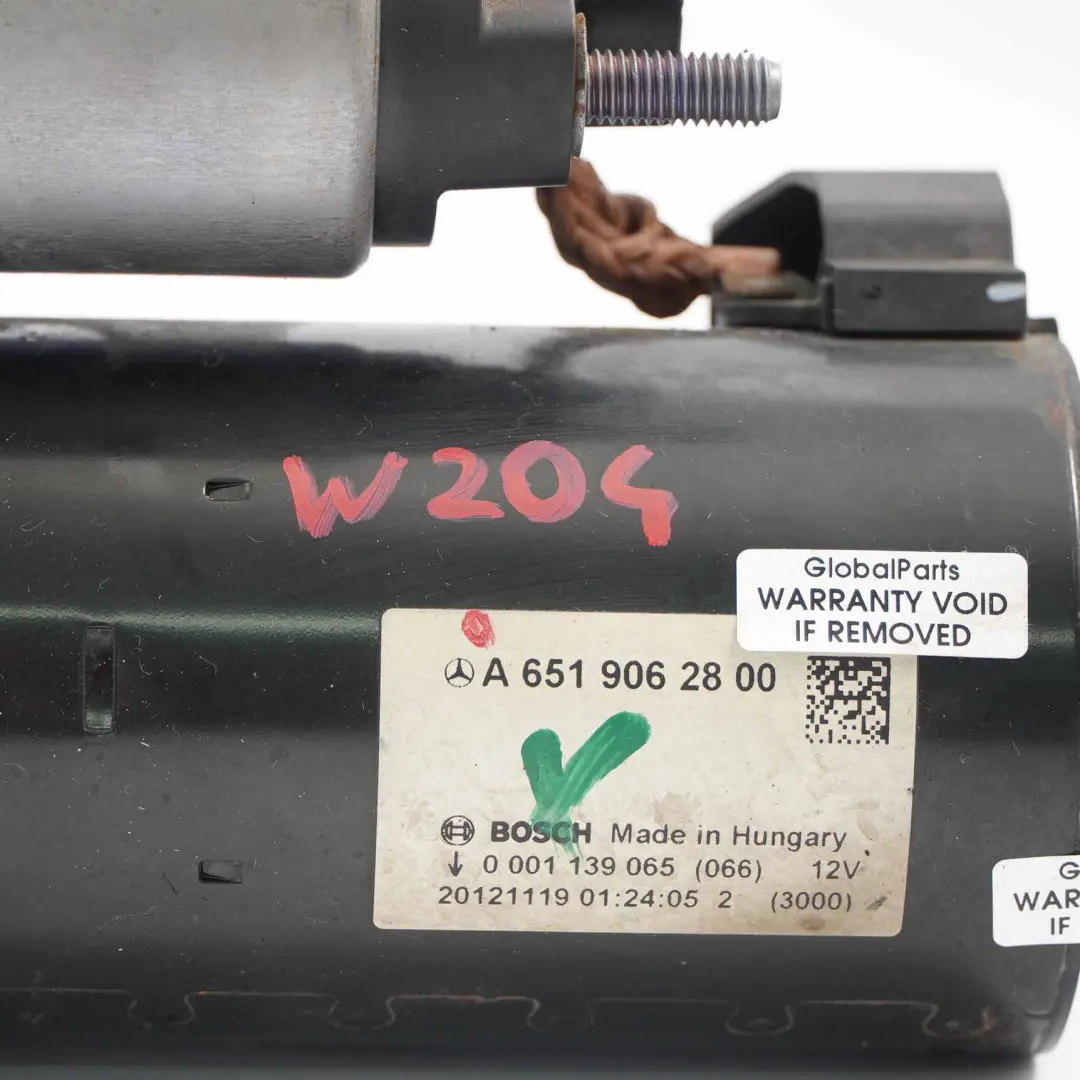 Starter Motor Mercedes W204 W212 OM651 Diesel Engine Starter to with Part number A0001139065 Starter Motor Mercedes W204 W212 OM651 Diesel Engine Starter - SKU A0001139065 - Part number A0001139065