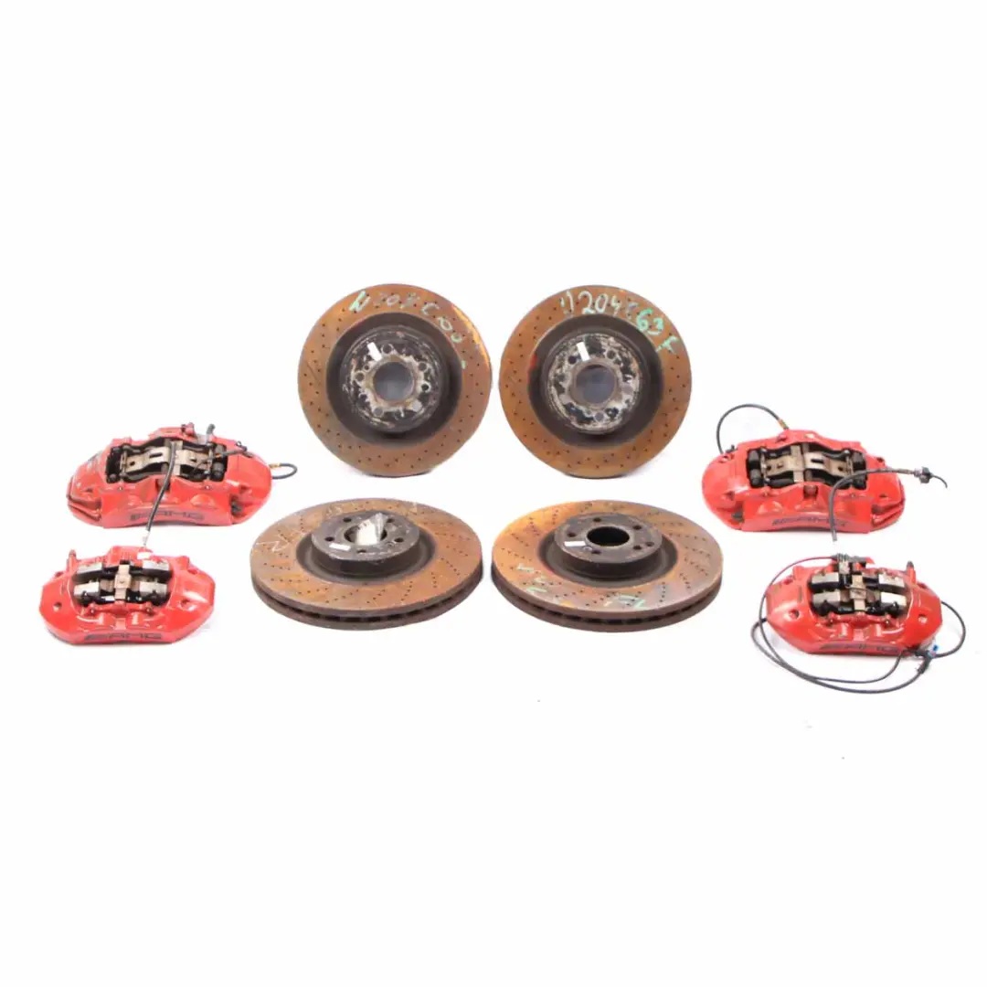 Brake Disc Caliper Mercedes W204 C63 AMG Rear Left Right Wheel N/O/S Brake Set to with Part number A0004212012 Brake Disc Caliper Mercedes W204 C63 AMG Rear Left Right Wheel N/O/S Brake Set - SKU A0004212012 - Part number A0004212012
