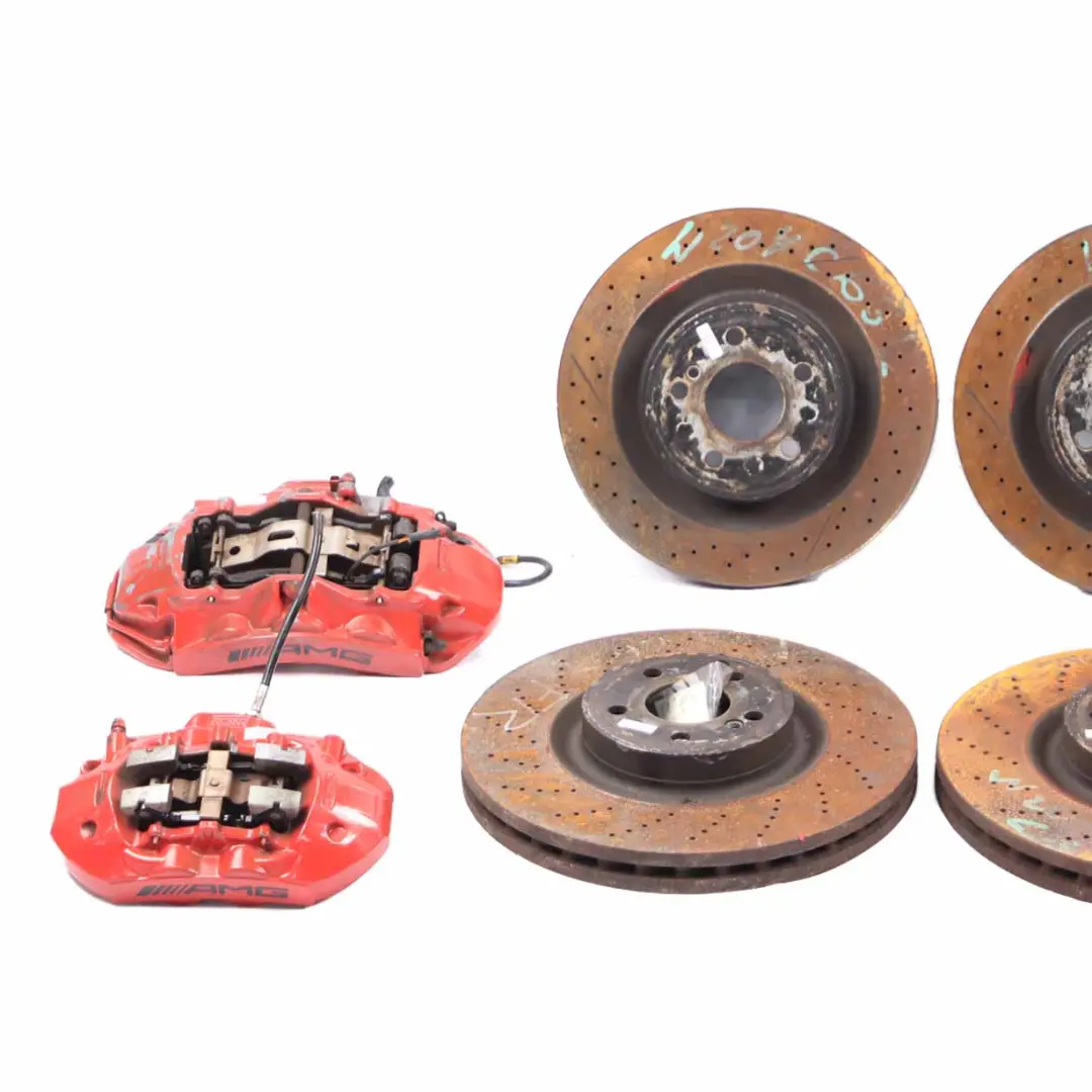 Brake Disc Caliper Mercedes W204 C63 AMG Rear Left Right Wheel N/O/S Brake Set to with Part number A0004212012 Brake Disc Caliper Mercedes W204 C63 AMG Rear Left Right Wheel N/O/S Brake Set - SKU A0004212012 - Part number A0004212012