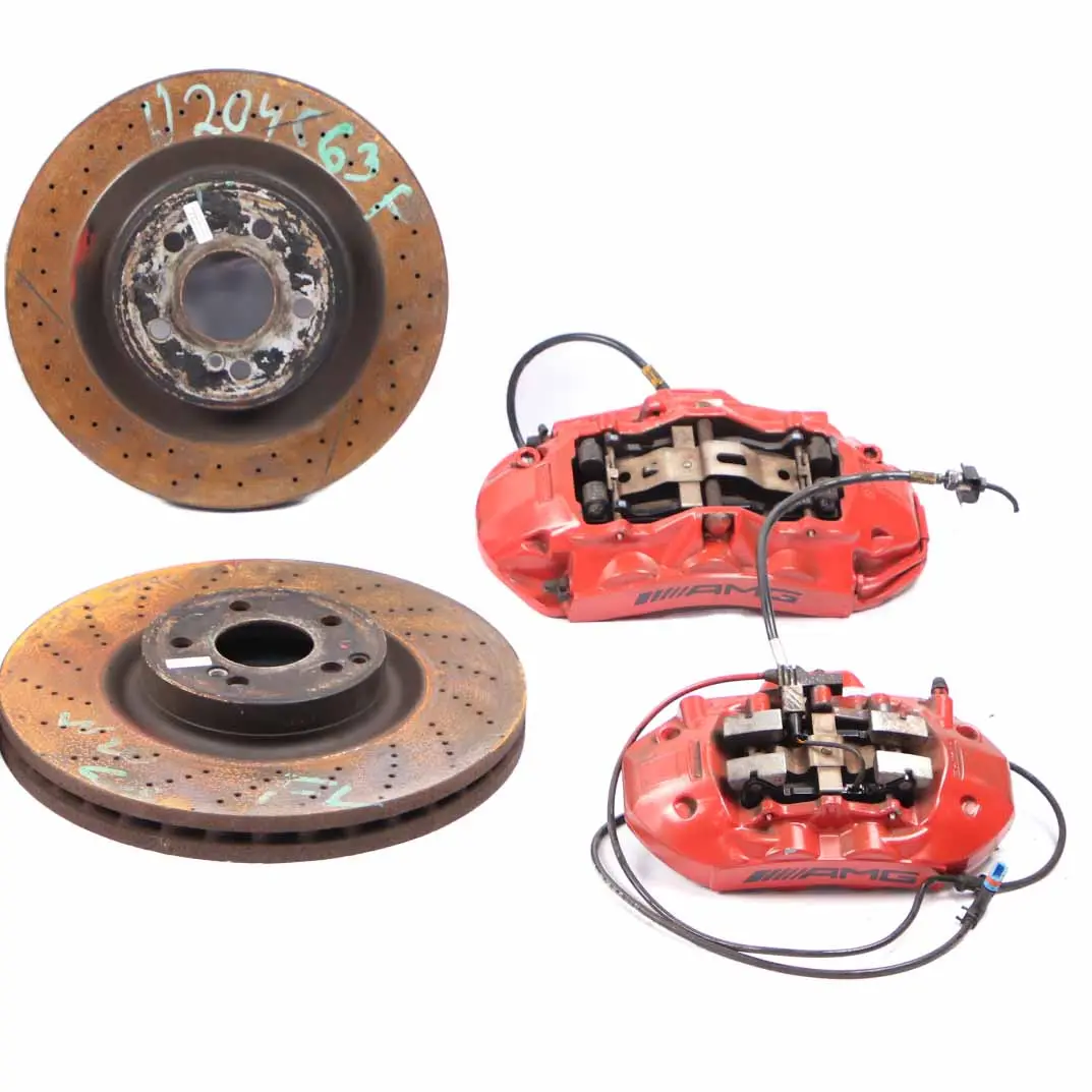  Brake Disc Caliper Mercedes W204 C63 AMG Rear Left Right Wheel N/O/S Brake Set - SKU A0004212012 - Part number A0004212012