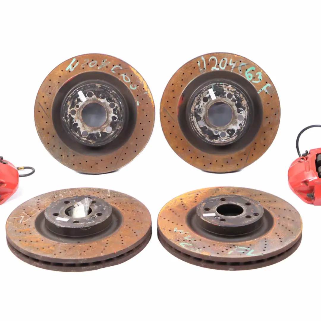 Brake Disc Caliper Mercedes W204 C63 AMG Rear Left Right Wheel N/O/S Brake Set to with Part number A0004212012 Brake Disc Caliper Mercedes W204 C63 AMG Rear Left Right Wheel N/O/S Brake Set - SKU A0004212012 - Part number A0004212012