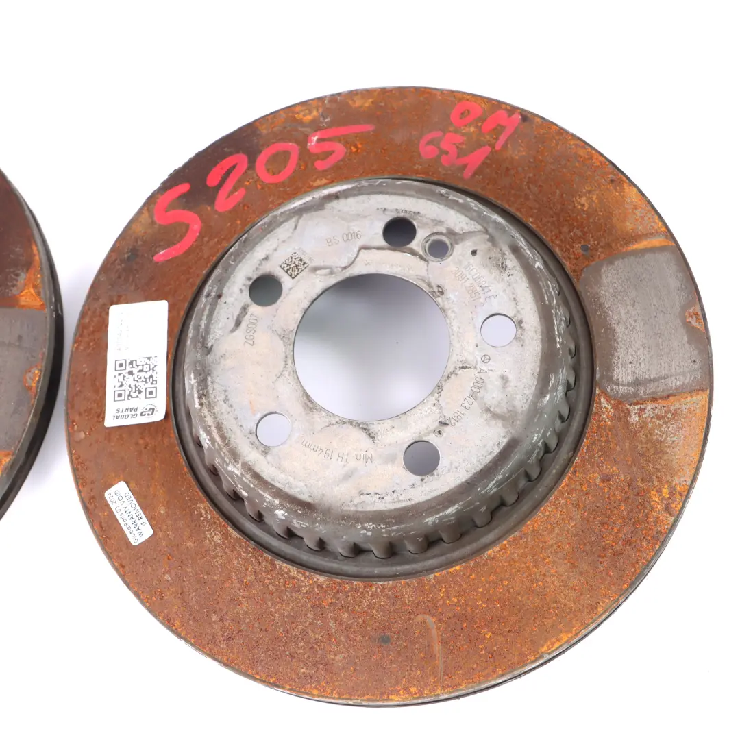 Mercedes W205 W213 Brake Disc Set Rear Left Right Wheel N/O/S Braking Unit - SKU A0004211812 - Part number A0004211812