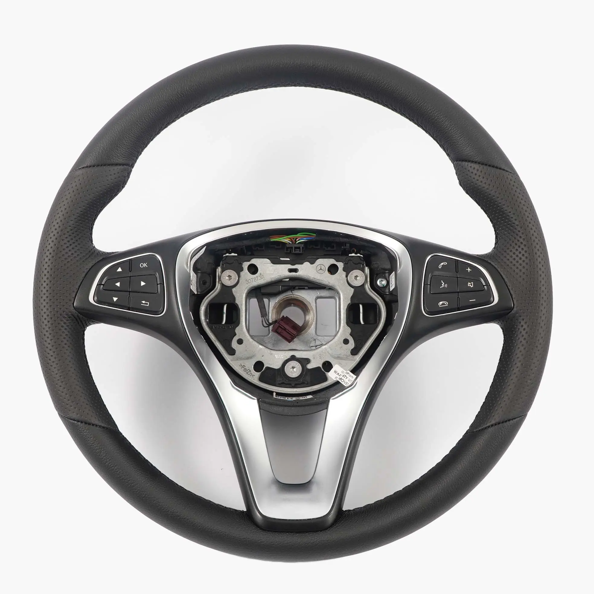 Mercedes W176 NUOVA Pelle Nera Volante con Fili Neri A2124600303