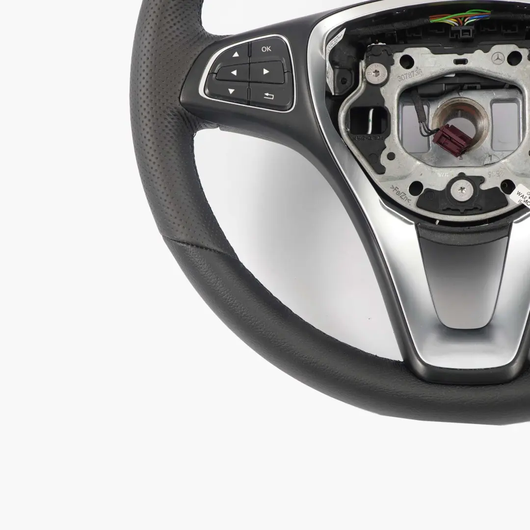 Steering Wheel Mercedes W176 NEW Black Leather with Black Thread to with Part number A0004601303 Steering Wheel Mercedes W176 NEW Black Leather with Black Thread - SKU A0004601303-1 - Part number A0004601303