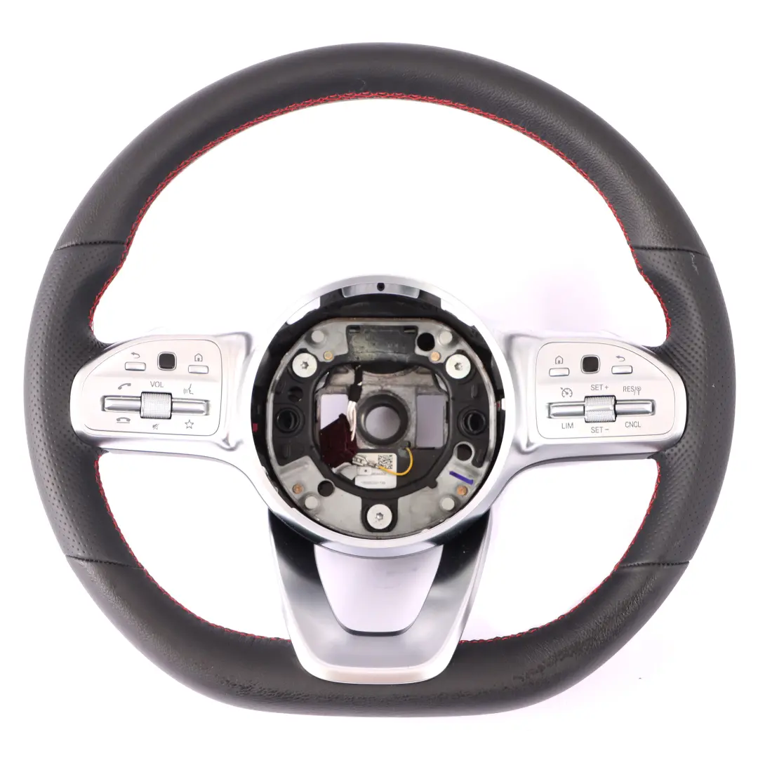  Steering Wheel Mercedes C118 W177 NEW Black Leather Paddle Shift Red Threads - SKU A0004604602-1 - Part number A0004604602