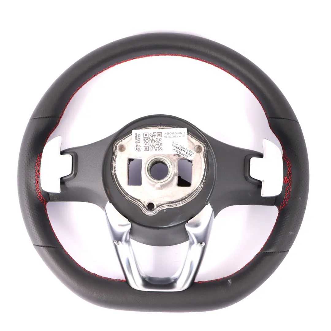 NUOVO in pelle nera Cambio volante Rosso filettature per Volante Mercedes C118 W177 con numero di parte A0004604602 Volante Mercedes C118 W177 NUOVO in pelle nera Cambio volante Rosso filettature - SKU A0004604602-1 - Numero di parte A0004604602