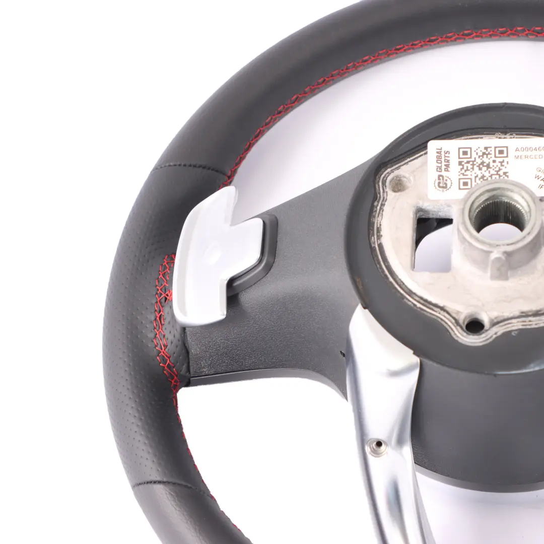 NUEVO Cuero Negro Palanca de cambio Hilos Rojos para Volante Mercedes C118 W177 con número de pieza A0004604602 Volante Mercedes C118 W177 NUEVO Cuero Negro Palanca de cambio Hilos Rojos - SKU A0004604602-1 - Número de pieza A0004604602
