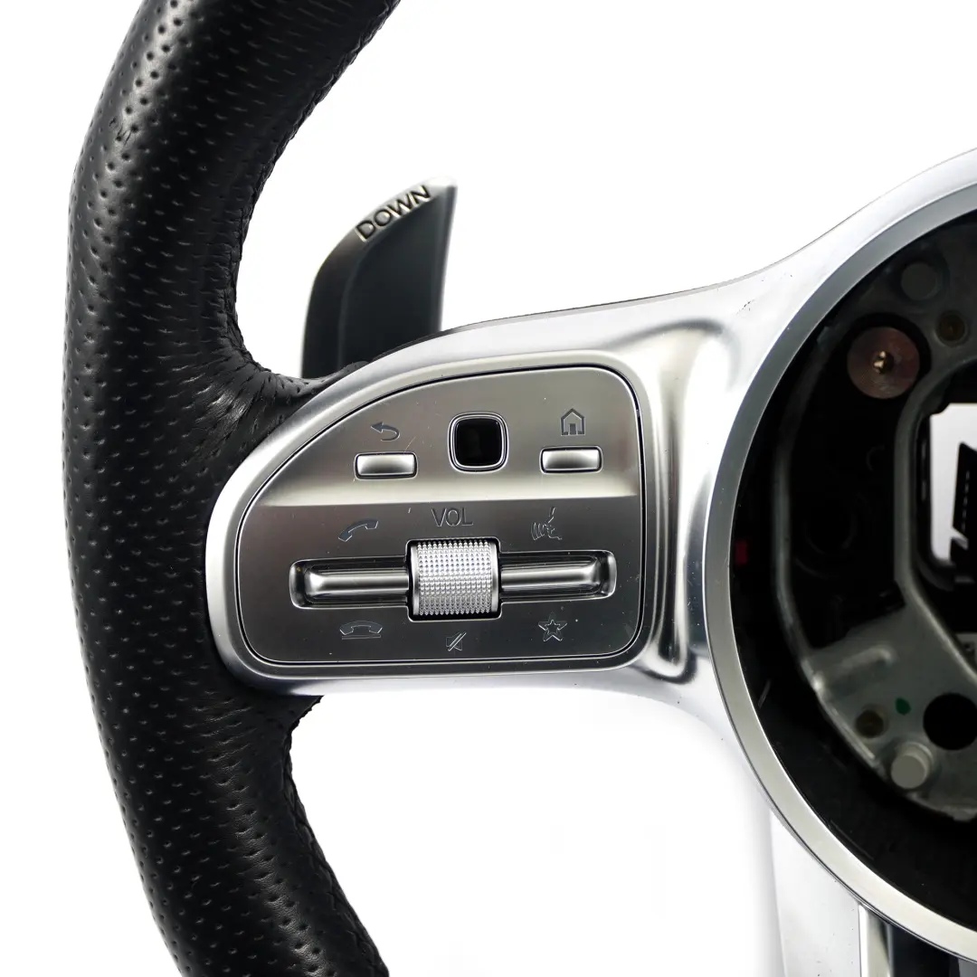 Mercedes W177 W213 AMG Black Leather Steering Wheel Paddle Shift - SKU A0004608413 - Part number A0004608413