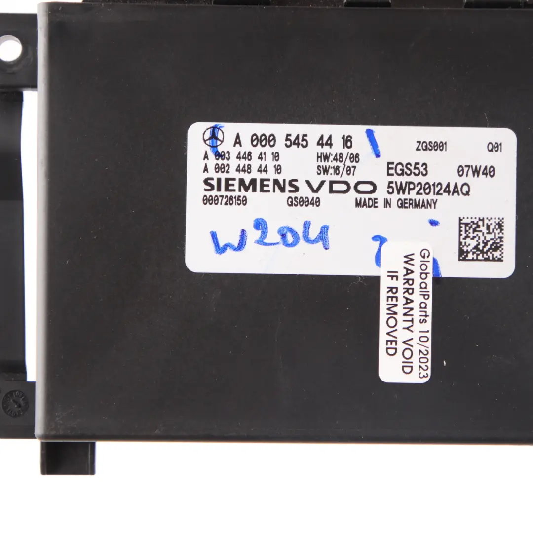 Gearbox EGS Control Module Unit ECU to Mercedes W204 Automatic with Part number A0005454416 Mercedes W204 Automatic Gearbox EGS Control Module Unit ECU - SKU A0005454416 - Part number A0005454416