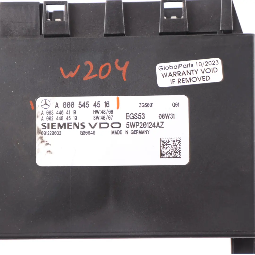 Mercedes W204 Automatic Gearbox EGS Control Module Unit ECU - SKU A0005454516 - Part number A0005454516