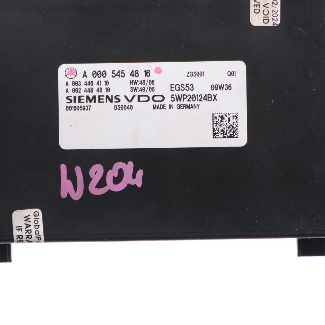 Mercedes W204 Transmisión Automática 5 Velocidades Módulo Unidad - SKU A0005454816 - Número de pieza A0005454816