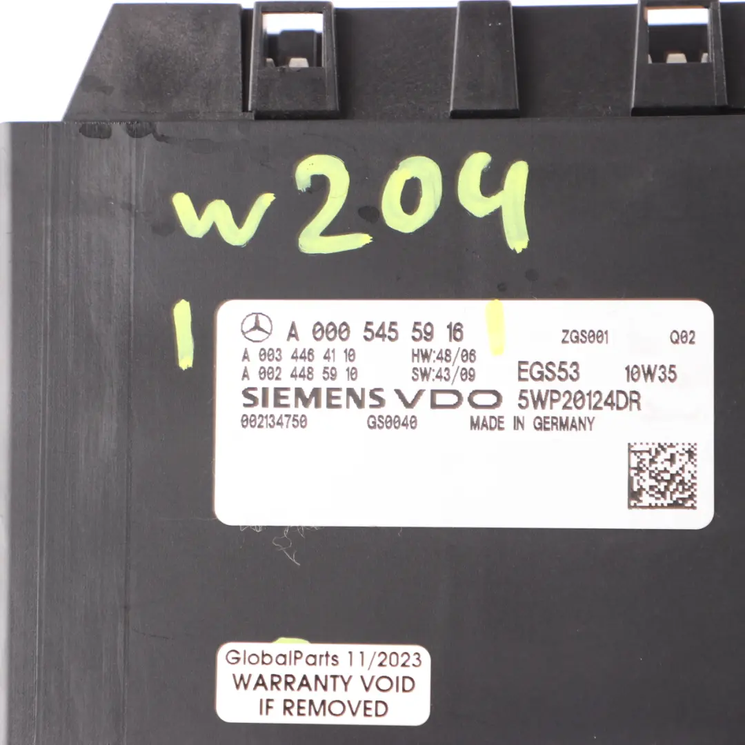 Mercedes W204 Caja cambios automática Módulo transmisión Unidad ECU - SKU A0005455916 - Número de pieza A0005455916