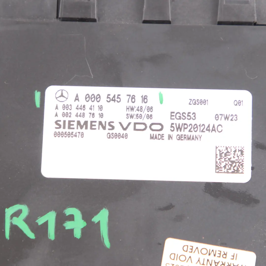 Moduł Sterownik Skrzyni Biegów VDO EGS do Mercedes R171 o numerze A0005457616 Mercedes R171 Moduł Sterownik Skrzyni Biegów VDO EGS - SKU A0005457616 - Numer Części A0005457616