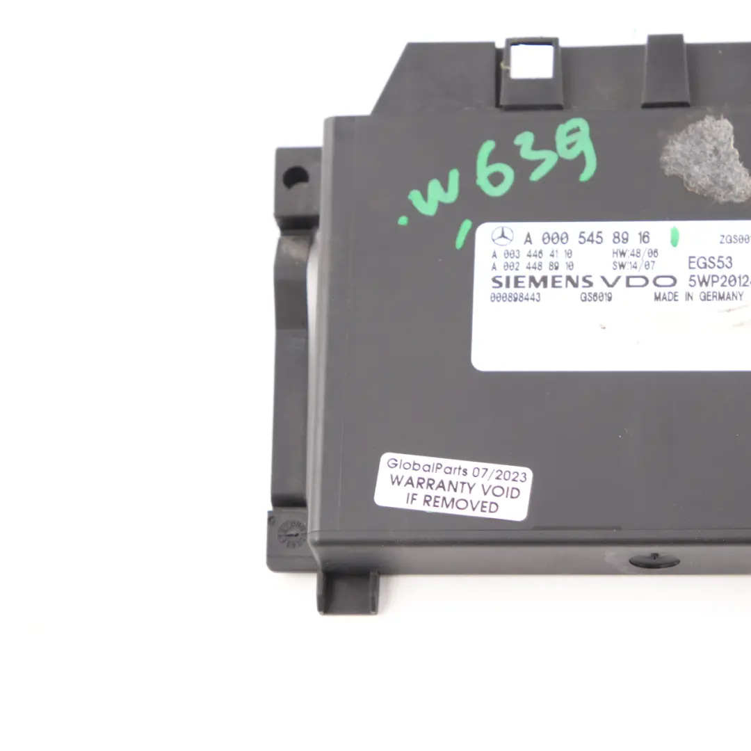 Cambio automatico EGS controllo Modulo di trasmissione per Mercedes W639 con numero di parte A0005458916 Mercedes W639 Cambio automatico EGS controllo Modulo di trasmissione - SKU A0005458916 - Numero di parte A0005458916