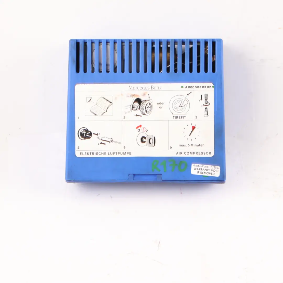 Tyre Air Compressor Mercedes W203 W211 W212 C219 W639 Inflation Pump to with Part number A0005830302 Tyre Air Compressor Mercedes W203 W211 W212 C219 W639 Inflation Pump - SKU A0005830302 - Part number A0005830302
