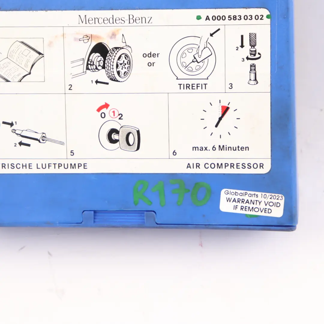 Tyre Air Compressor Mercedes W203 W211 W212 C219 W639 Inflation Pump to with Part number A0005830302 Tyre Air Compressor Mercedes W203 W211 W212 C219 W639 Inflation Pump - SKU A0005830302 - Part number A0005830302