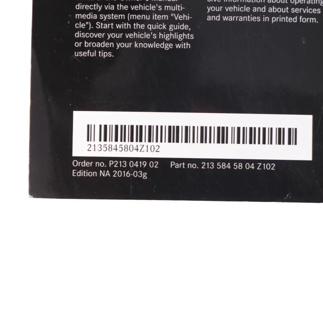 Document Case Mercedes W205 Owners's Manual Leather Wallet to with Part number A0005851200 Document Case Mercedes W205 Owners's Manual Leather Wallet - SKU A0005851200-2 - Part number A0005851200
