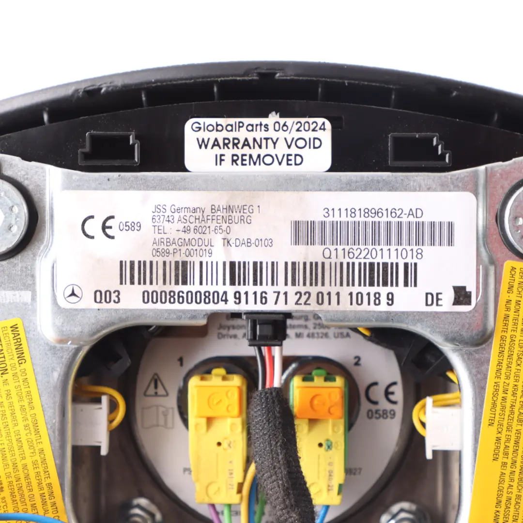 Mercedes W204 Volante Módulo de Aire Lado del Conductor Negro - SKU A0008600804 - Número de pieza A0008600804