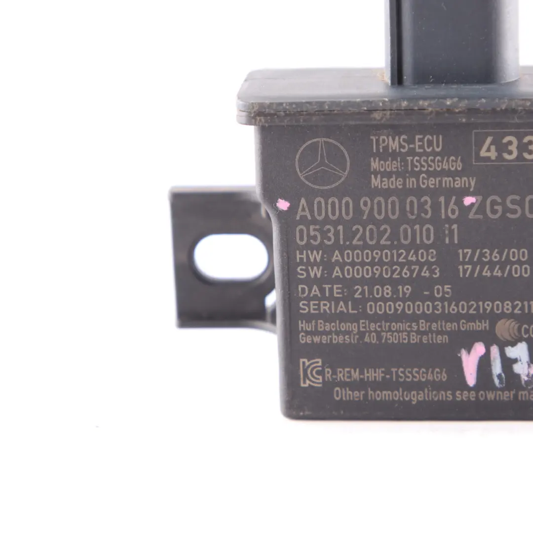 Mercedes W177 W247 Tyre Pressure Monitor Sensor Module Unit TPMS ECU - SKU A0009000316 - Part number A0009000316