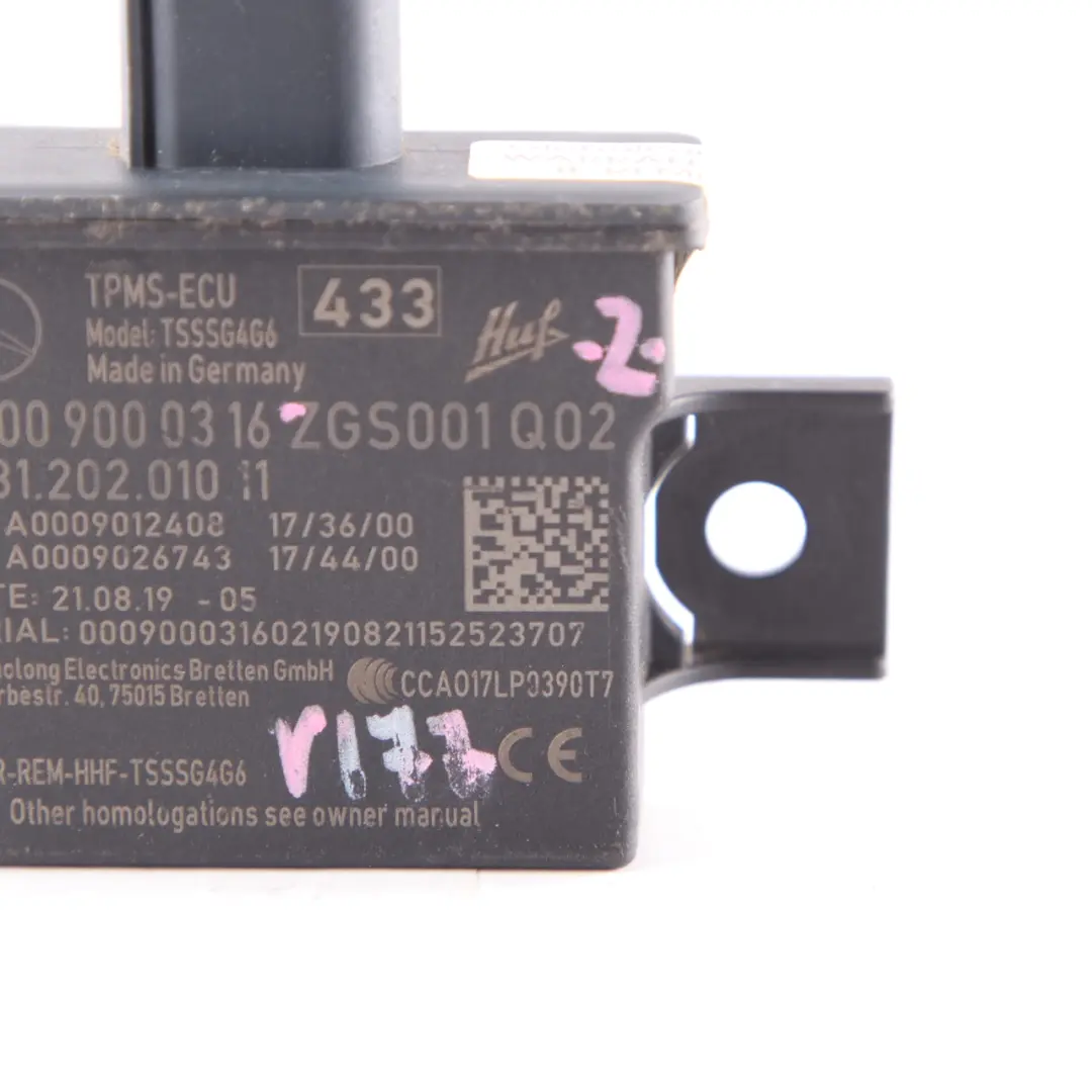 Sensor presión neumáticos Módulo Unidad TPMS ECU para Mercedes W177 W247 con número de pieza A0009000316 Mercedes W177 W247 Sensor presión neumáticos Módulo Unidad TPMS ECU - SKU A0009000316 - Número de pieza A0009000316