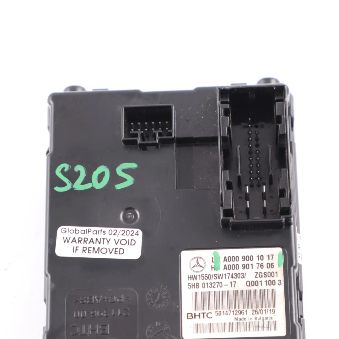 Mercedes S205 W205 Módulo Control Aire Acondicionado A/C Unidad ECU - SKU A0009001017 - Número de pieza A0009001017