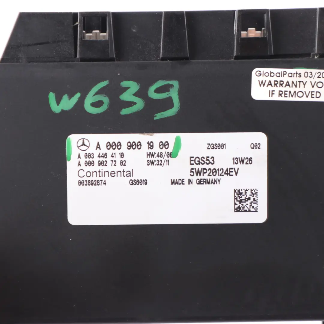 Automatikgetriebe EGS Steuergerät Getriebemodul für Mercedes W639 mit Teilenummer A0009001900 Mercedes W639 Automatikgetriebe EGS Steuergerät Getriebemodul - SKU A0009001900 - Teilenummer A0009001900