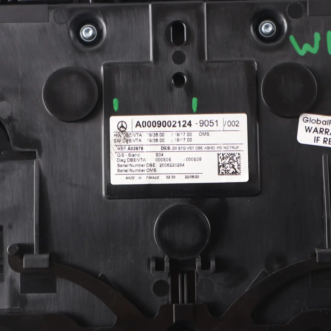 Mercedes W177 W247 Luce tetto Unità controllo lampada interna Nero - SKU A0009002124 - Numero di parte A0009002124