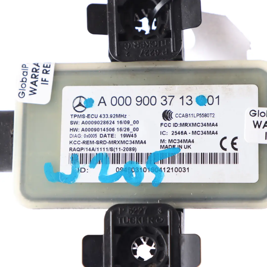 Mercedes W205 Modulo di controllo pressione pneumatici - SKU A0009003713 - Numero di parte A0009003713