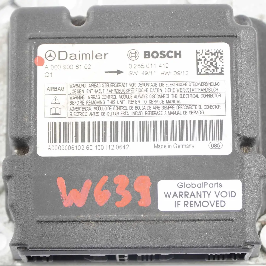 ECU Control Unit Crash Impact Module Airbag Mercedes Vito W639 - SKU A0009006102 - Part number A0009006102