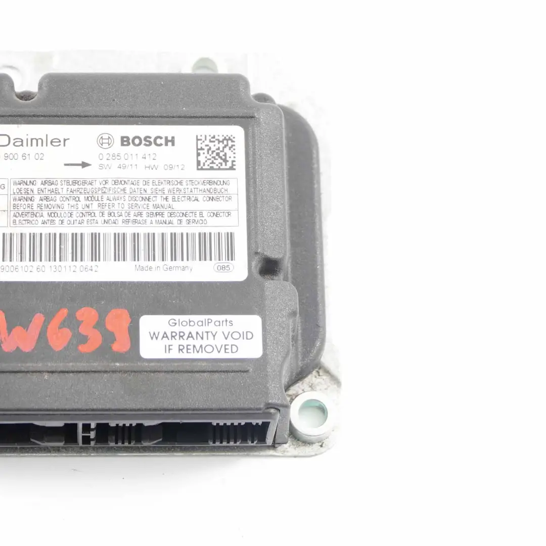 ECU Control Unit Crash Impact Module Air Module to Mercedes Vito W639 with Part number A0009006102 Mercedes Vito W639 ECU Control Unit Crash Impact Module Air Module - SKU A0009006102 - Part number A0009006102