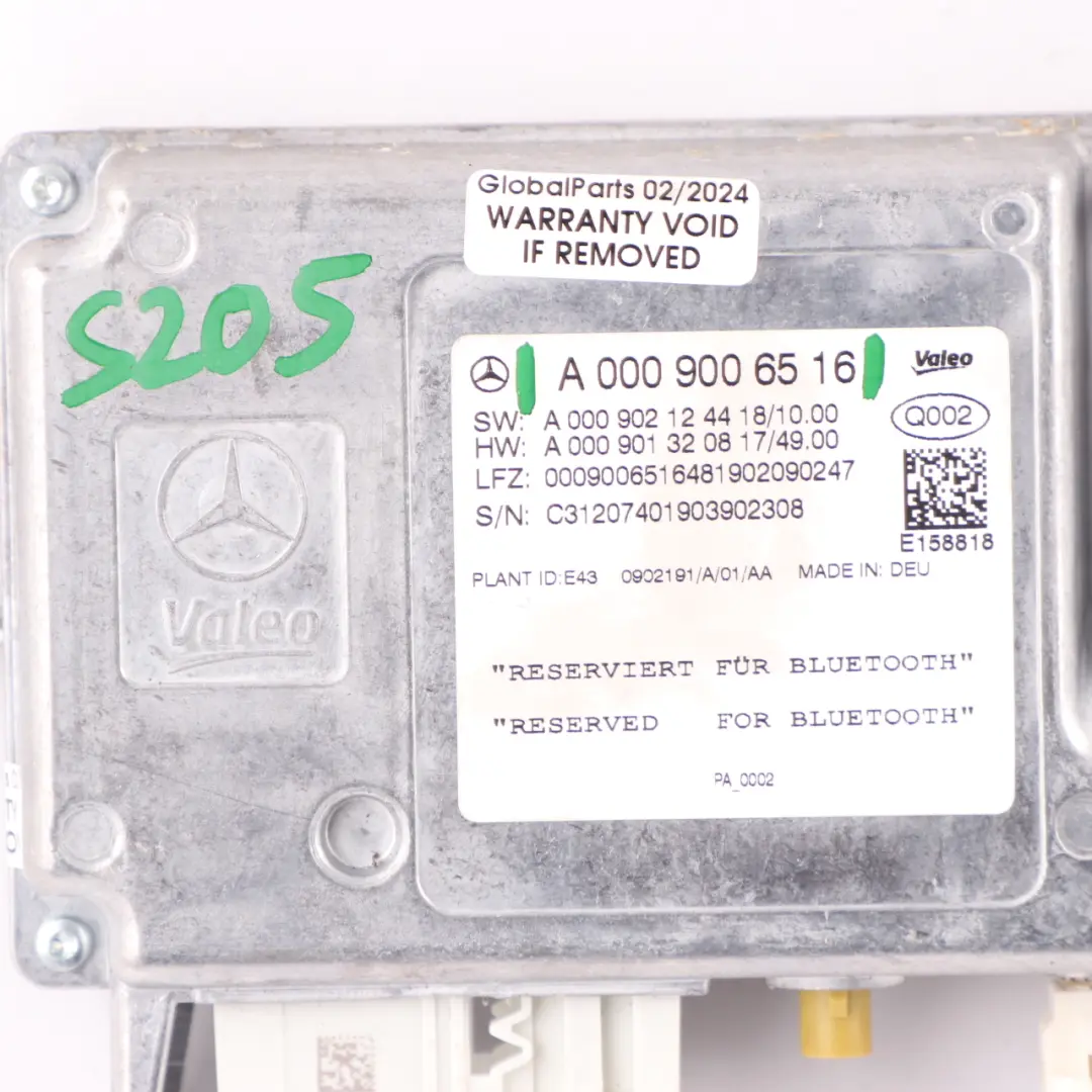  Module Bluetooth Mercedes S205 W205 W177 Contrôle Actif Stationnement Arrière - SKU A0009006516 - Numéro de pièce A0009006516