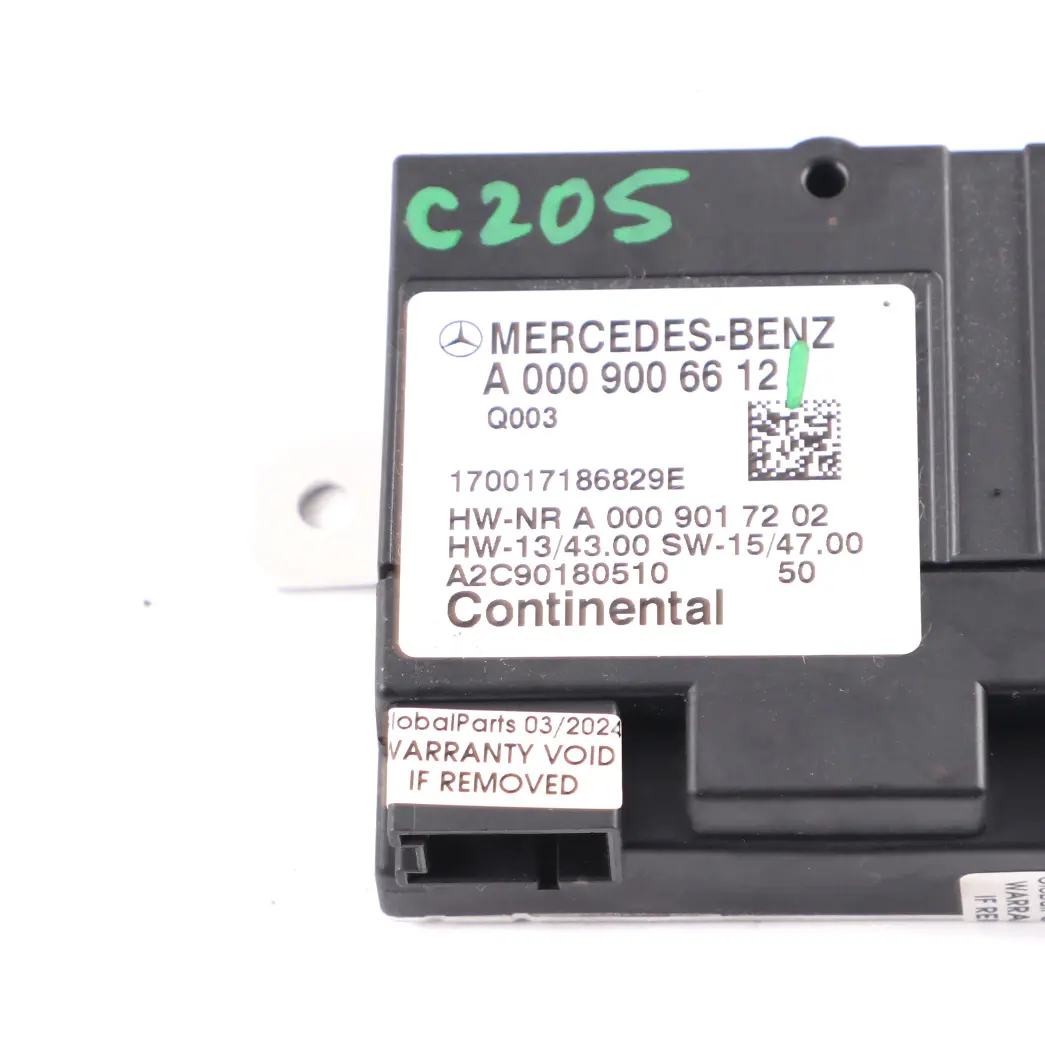 Module Mercedes C205 W205 Fuel Pump Control Unit to Rear with Part number A0009006612 Rear Module Mercedes C205 W205 Fuel Pump Control Unit - SKU A0009006612 - Part number A0009006612
