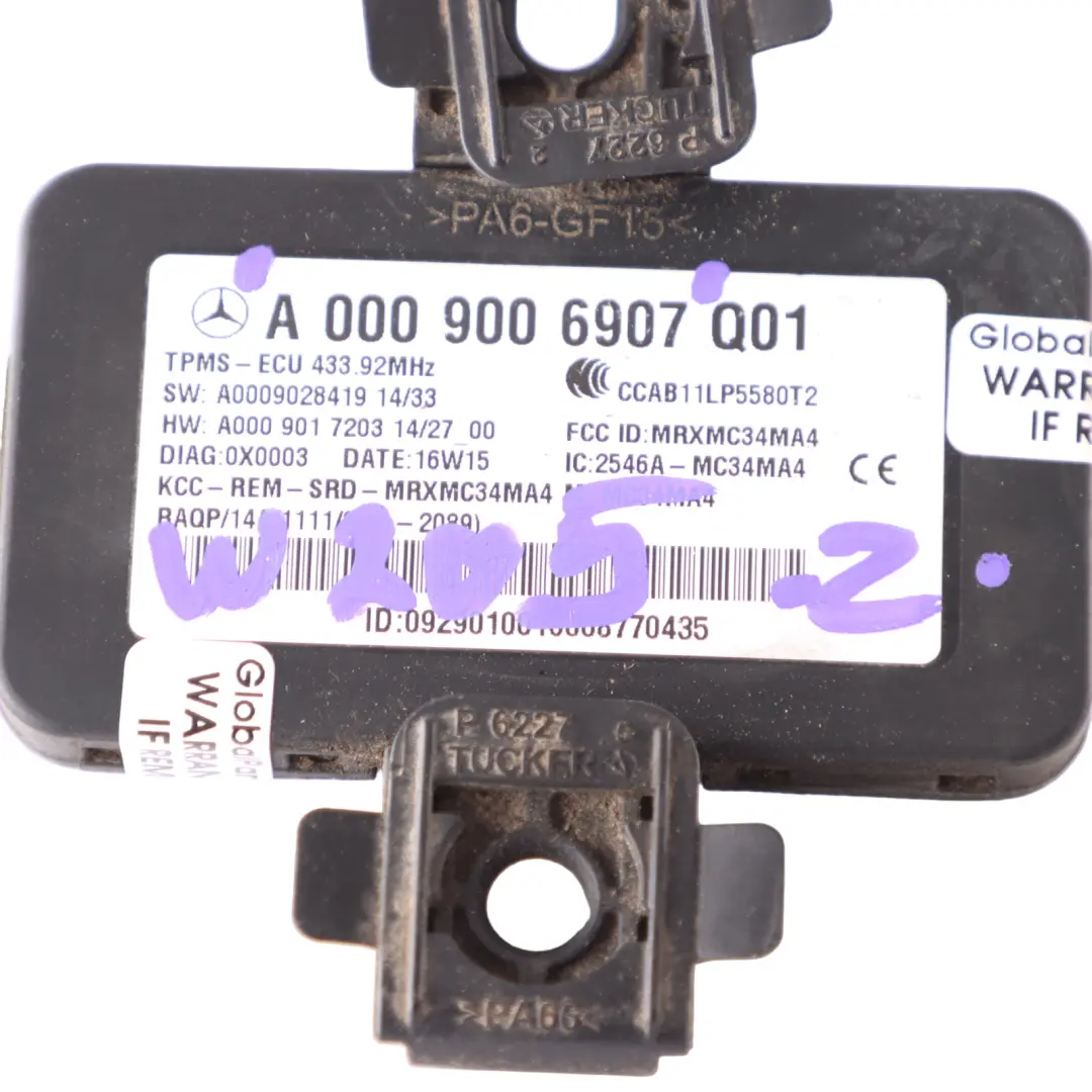Reifen druck Kontroll modul für Mercedes W205 mit Teilenummer A0009006907 Mercedes W205 Reifen druck Kontroll modul - SKU A0009006907 - Teilenummer A0009006907